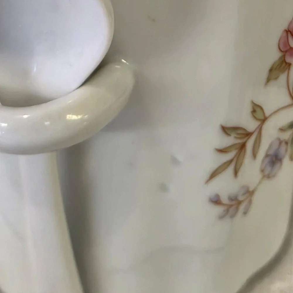 CLEARANCE 💲6️⃣ Porcelain Tea Jar‎ Spoon Floral Design Lidded Container Feminine